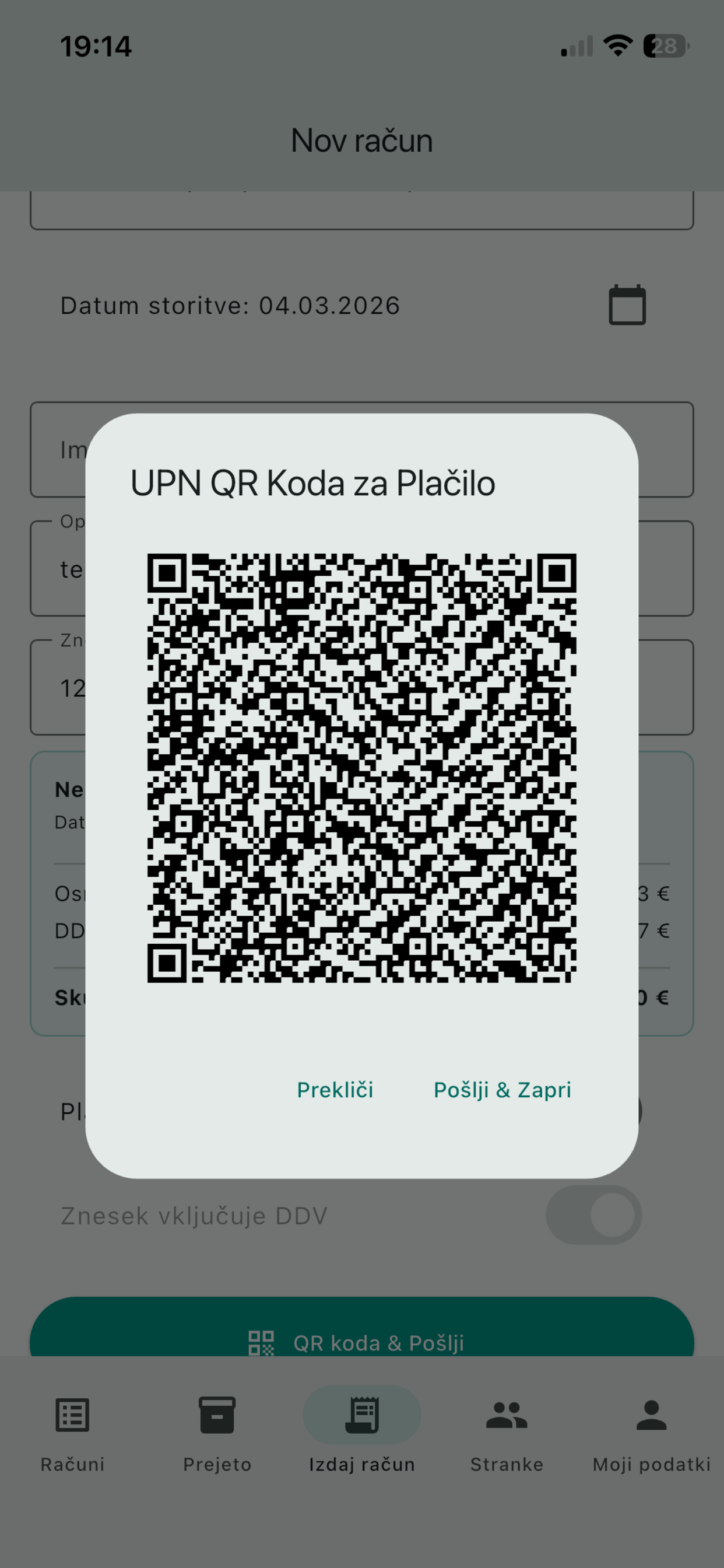 Billero – UPN QR koda